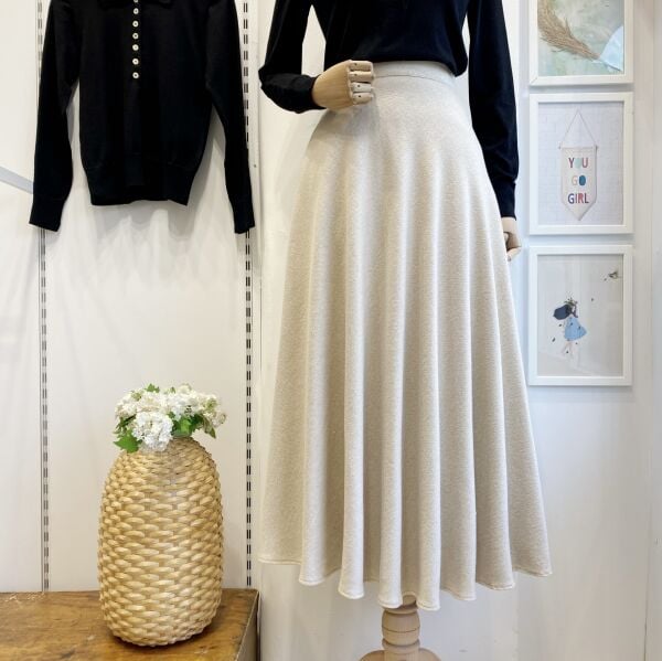 Krem Kloş Kaşe Etek