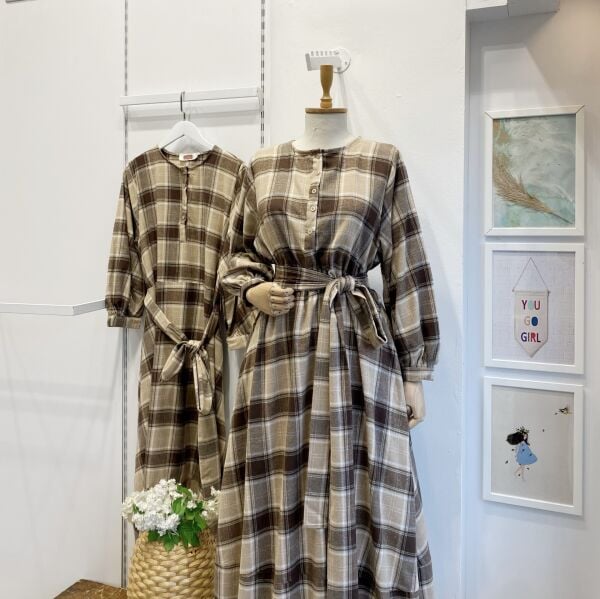 Vizon Ekoseli Sweety Elbise