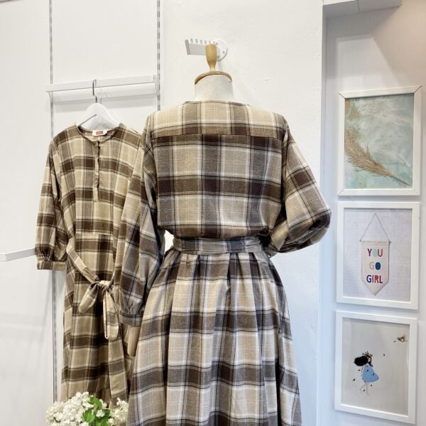 Vizon Ekoseli Sweety Elbise