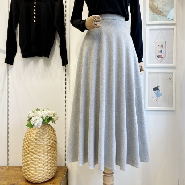 Gri Kloş Kaşe Etek