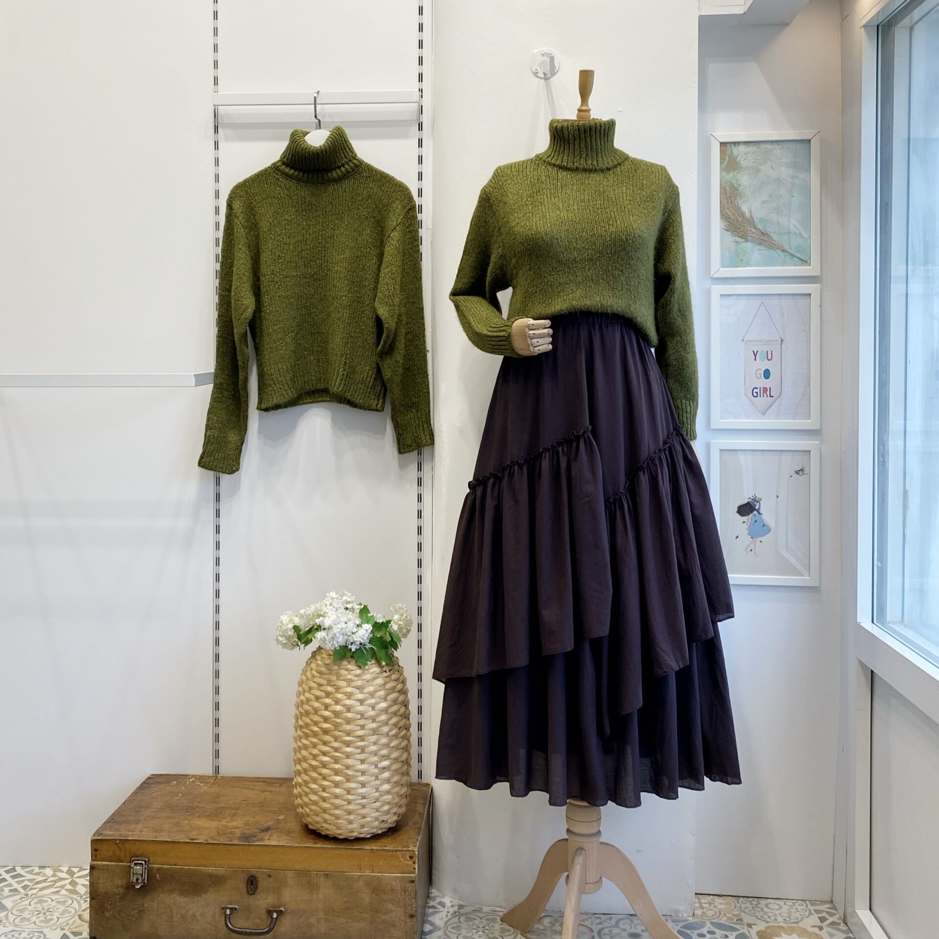 Bitterbrauner Ajouter-Voile-Leinenrock