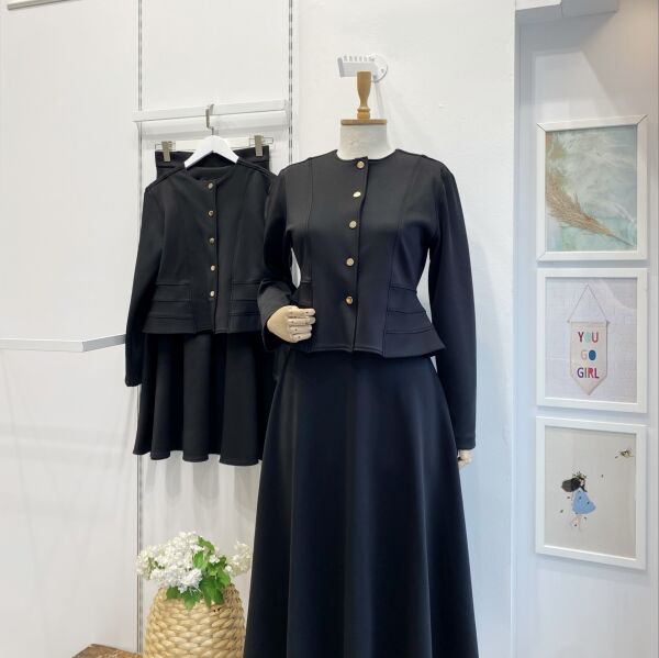 Siyah Scuba Kumaş Orkide Model Takım