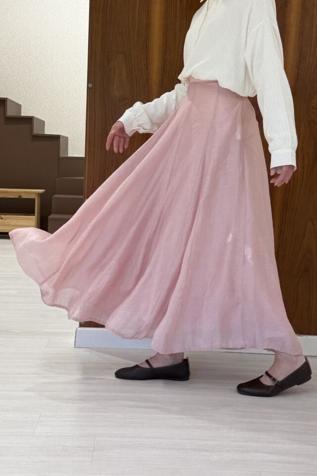 Pembe Covinha Şifon Etek