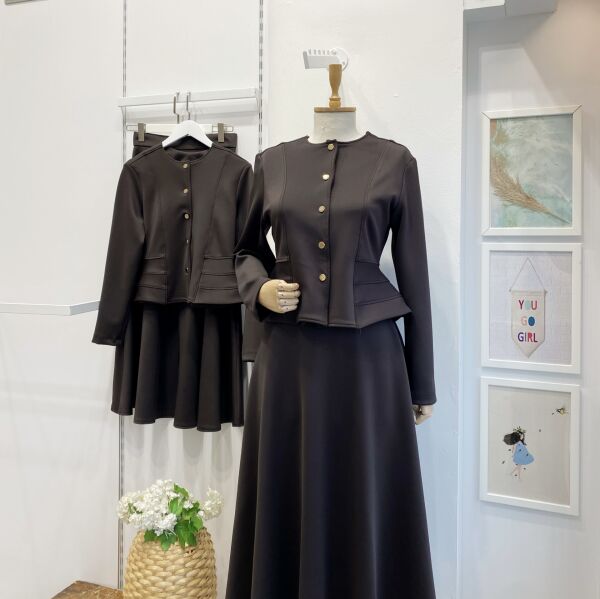 Kahverengi Scuba Kumaş Orkide Model Takım