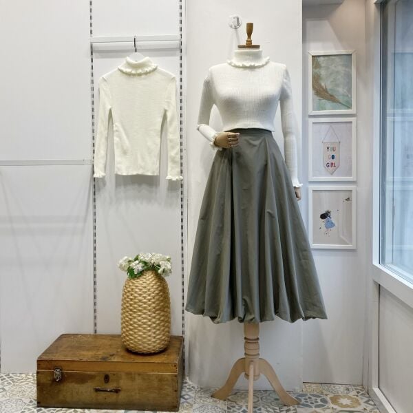 Çağla Yeşili Balon Etek