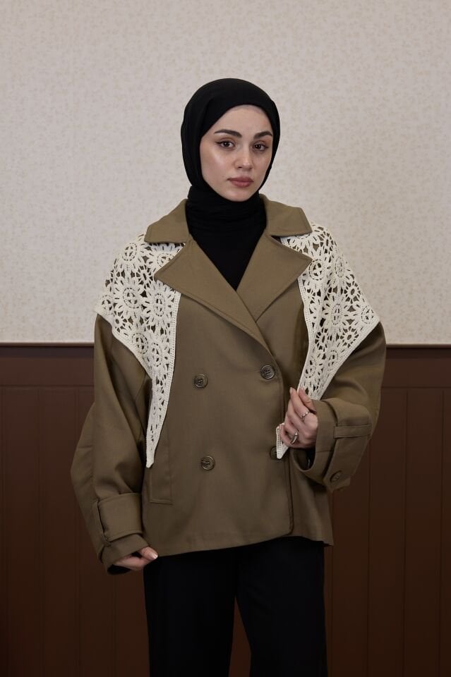 Örgü çiçek motifli Şal