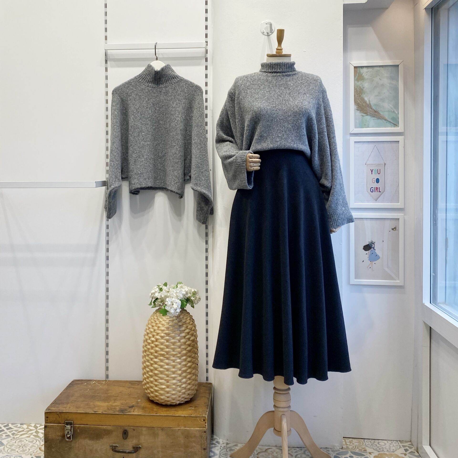 Antrasit Kloş Kaşe Etek