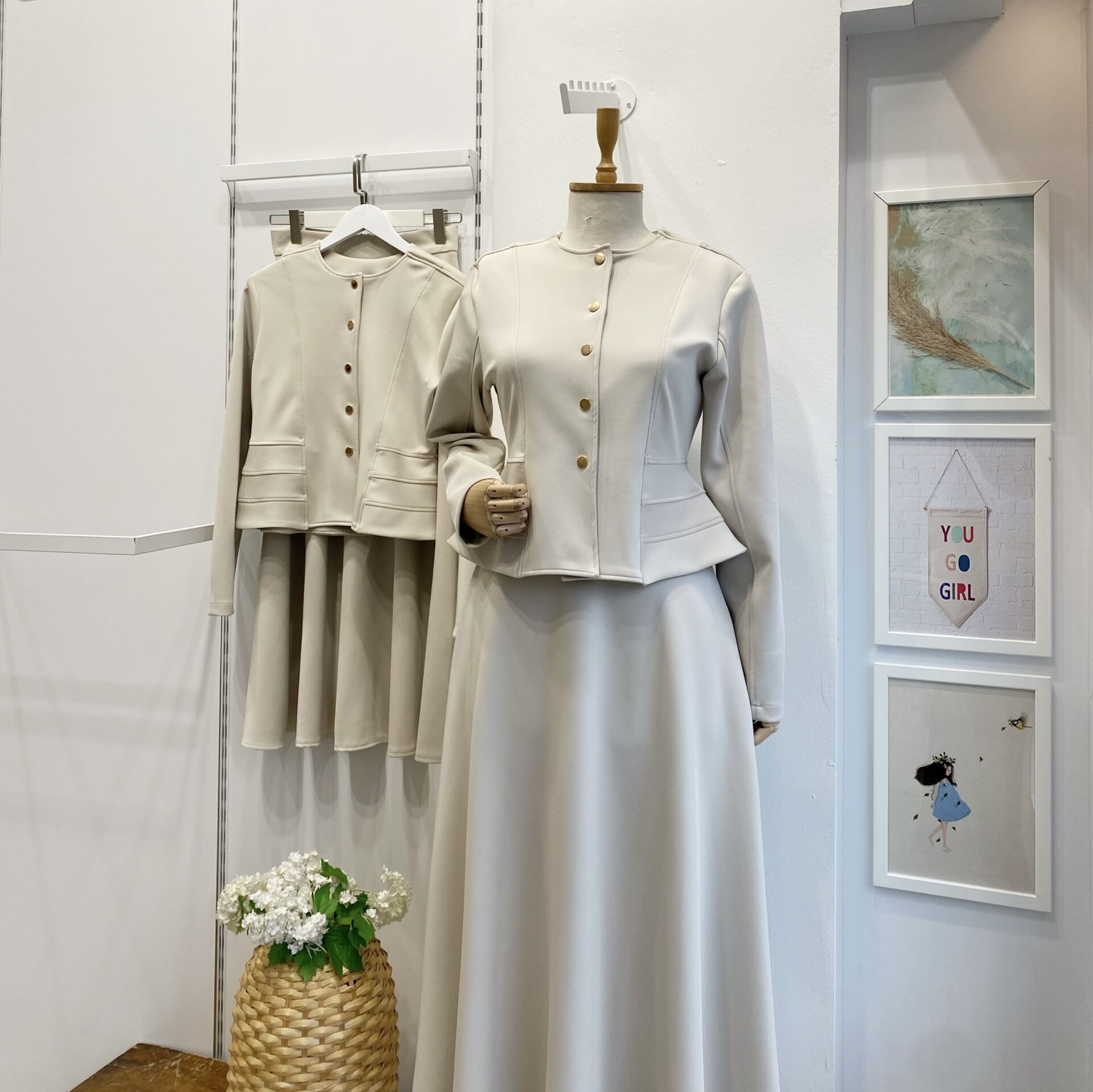 Krem Scuba Kumaş Orkide Model Takım