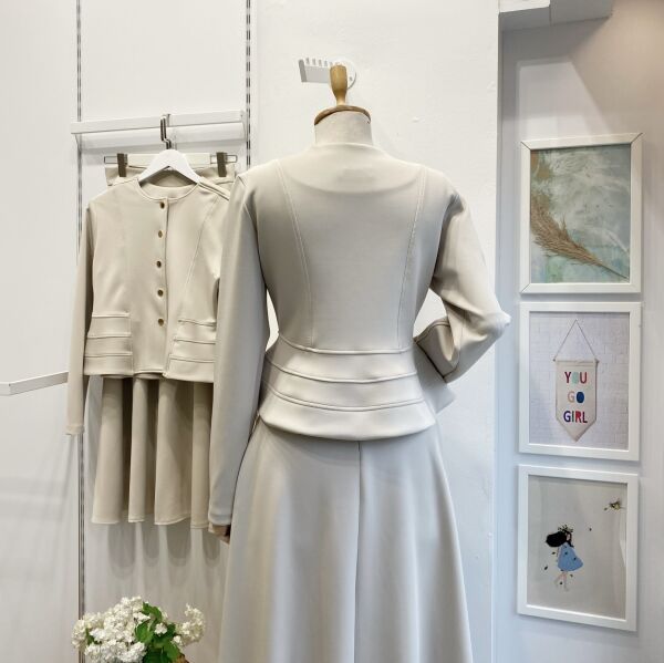 Krem Scuba Kumaş Orkide Model Takım