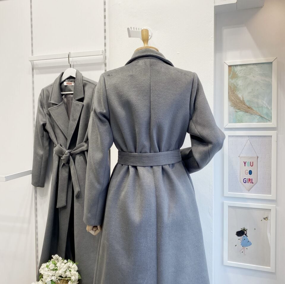 Gri Tay Tüyü Plume Kaban