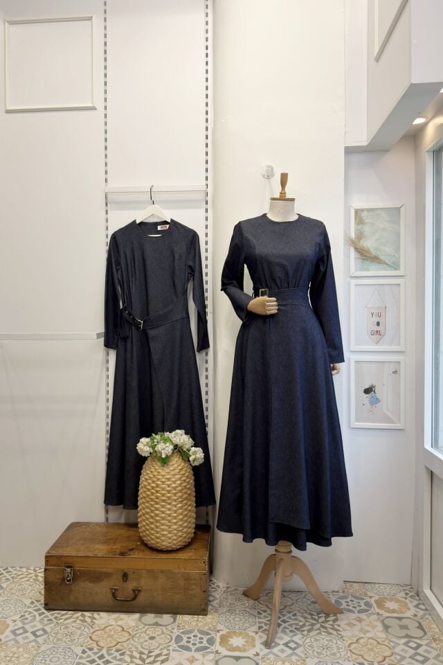 Lacivert Elaris Kot Elbise