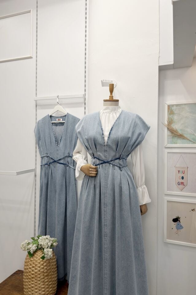 V Yakalı Açık Renk Niera Kot Jile