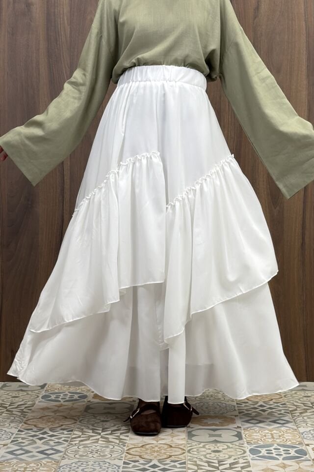 Beyaz Ajouter Vual Keten Etek