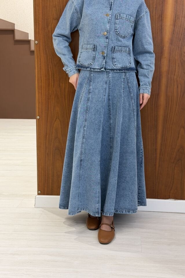 Mavi Sorel Etekli Kot Takım