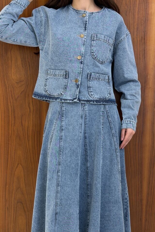 Mavi Sorel Etekli Kot Takım