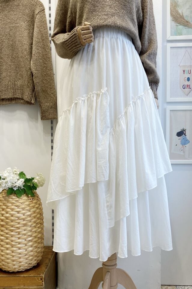 Beyaz Ajouter Vual Keten Etek