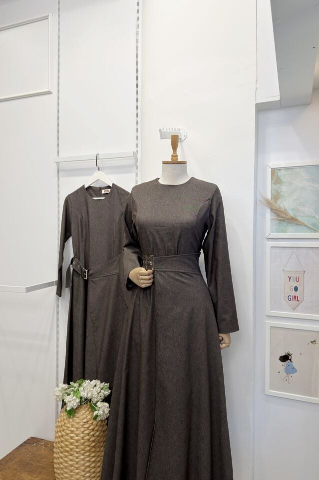 Kahverengi Elaris Kot Elbise