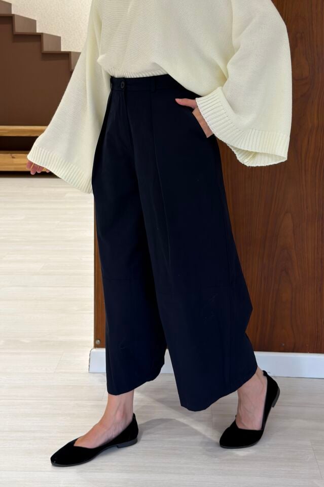 Lacivert Poplin Kumaş Dimni Pantolon