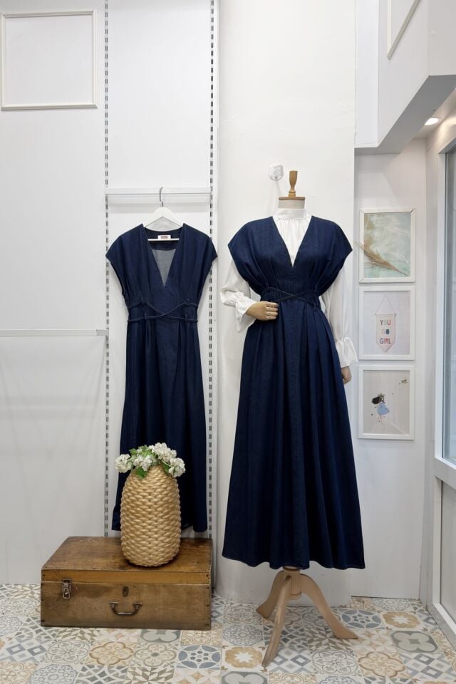 V Yakalı Koyu Renk Niera Kot Jile