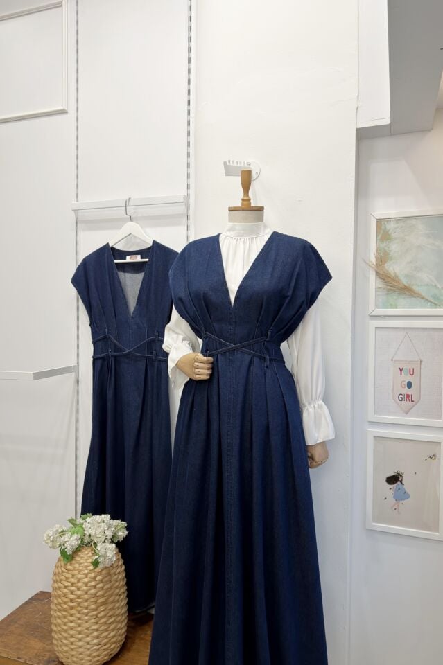 V Yakalı Koyu Renk Niera Kot Jile