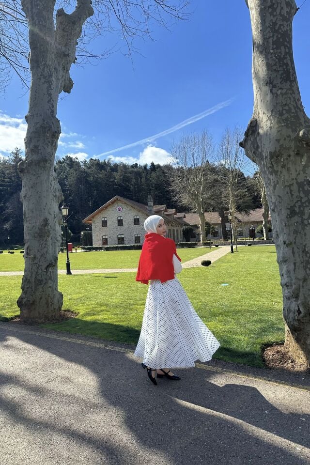 Faya Girls x Beyaz Puantiye Desenli Vintage Etek