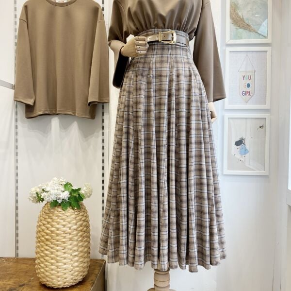 Vizon Kemer Detaylı Ekoseli Venüs Etek