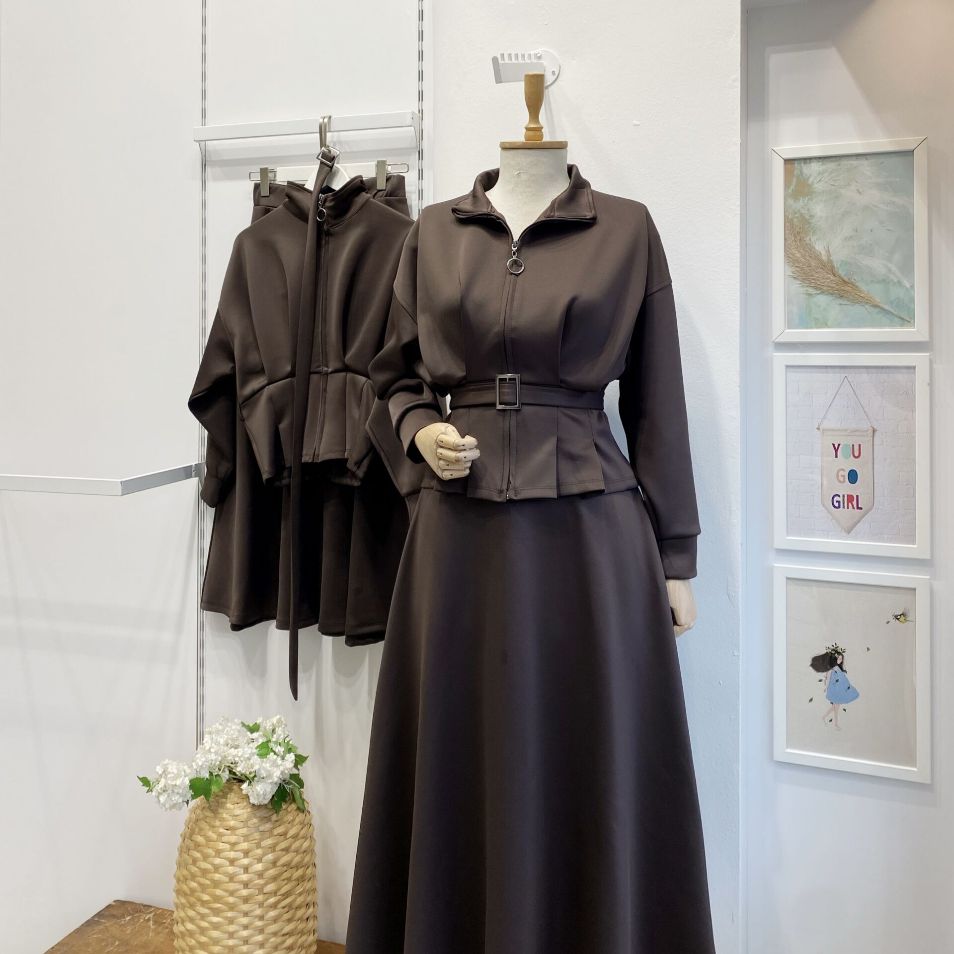 Kahverengi Fermuar Detaylı Scuba Takım