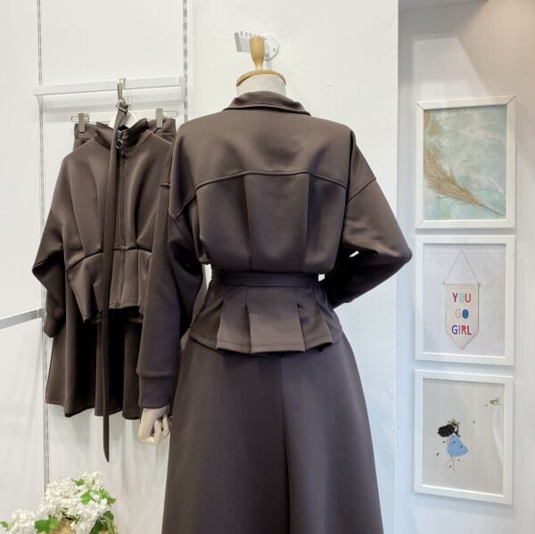 Kahverengi Fermuar Detaylı Scuba Takım