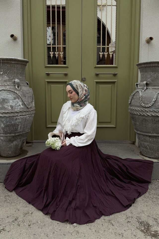 Faya Girls x Beyaz Volanlı Vivienne Keten Gömlek