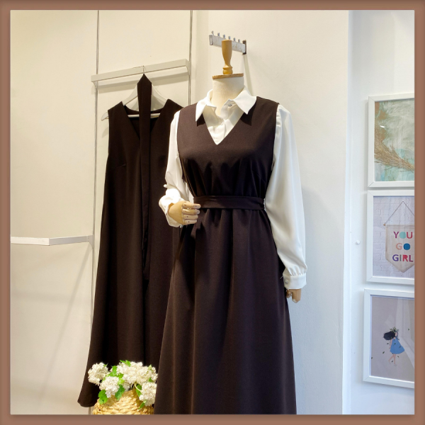 Acı Kahve Kuşak Detaylı Basic Crep Jile