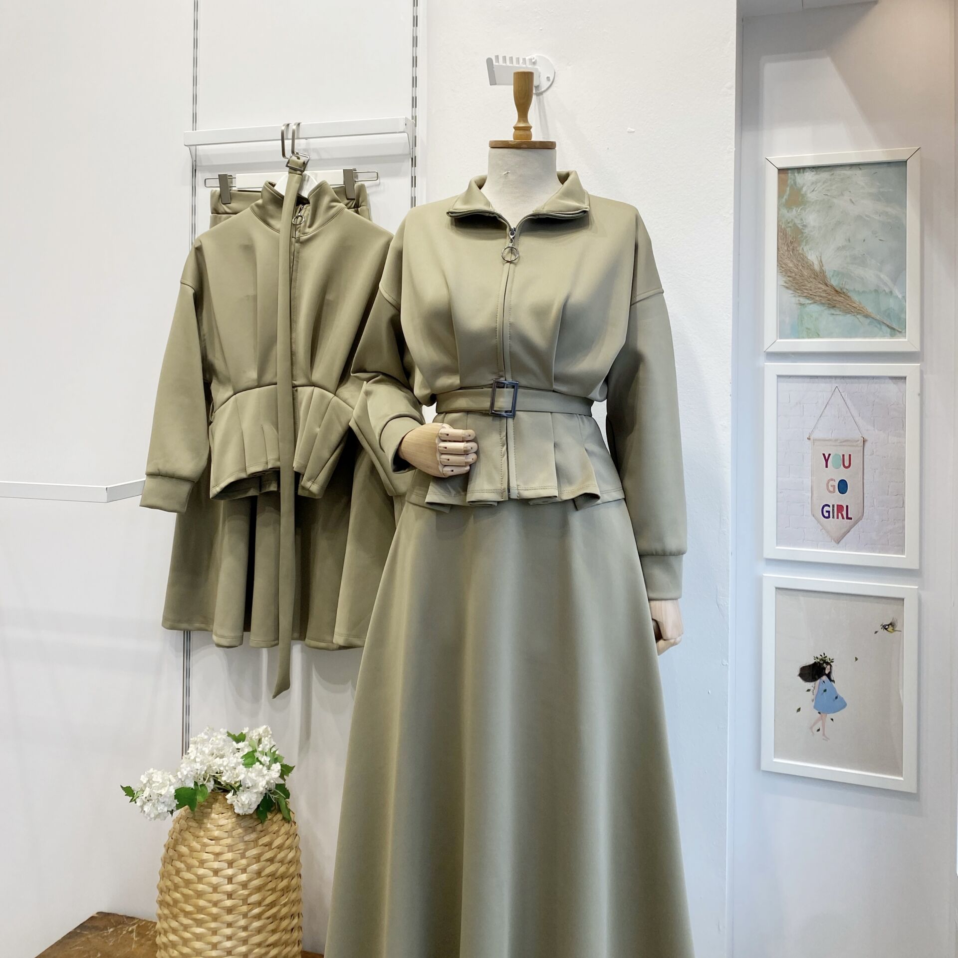 Çağla Yeşili Fermuar Detaylı Scuba Takım