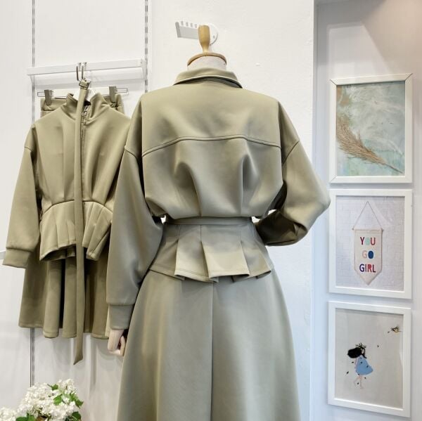 Çağla Yeşili Fermuar Detaylı Scuba Takım