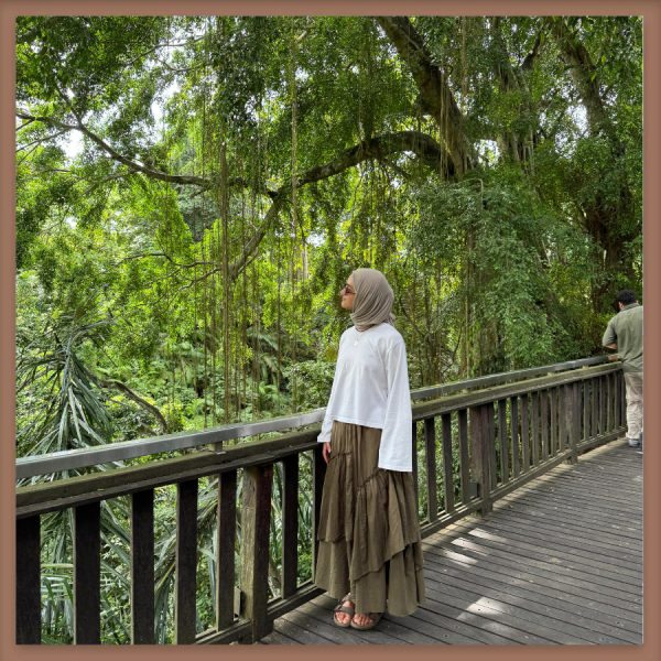 Faya Girls x Haki Yeşili Ajouter Vual Keten Etek