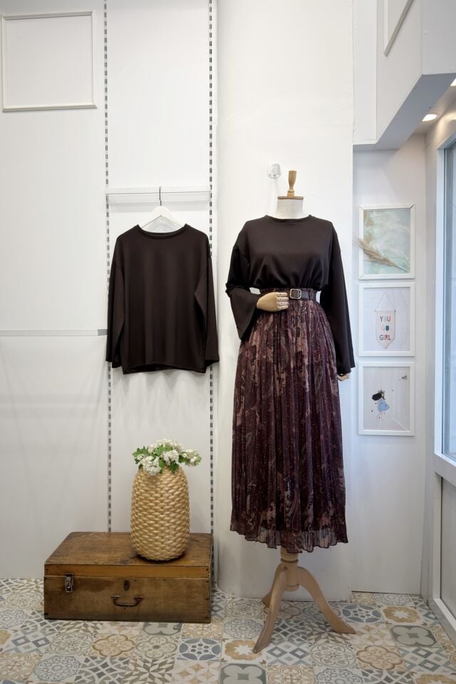 Kahverengi Kemerli Elizabeth Tül Etek