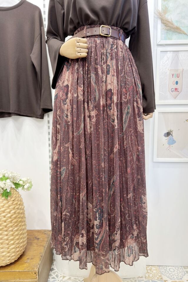 Kahverengi Kemerli Elizabeth Tül Etek