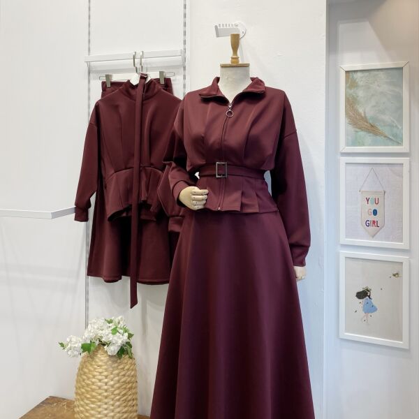 Bordo Fermuar Detaylı Scuba Takım