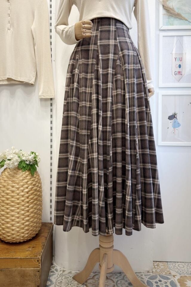 Cappuccino Kahverengi Ekoseli Melodie Etek