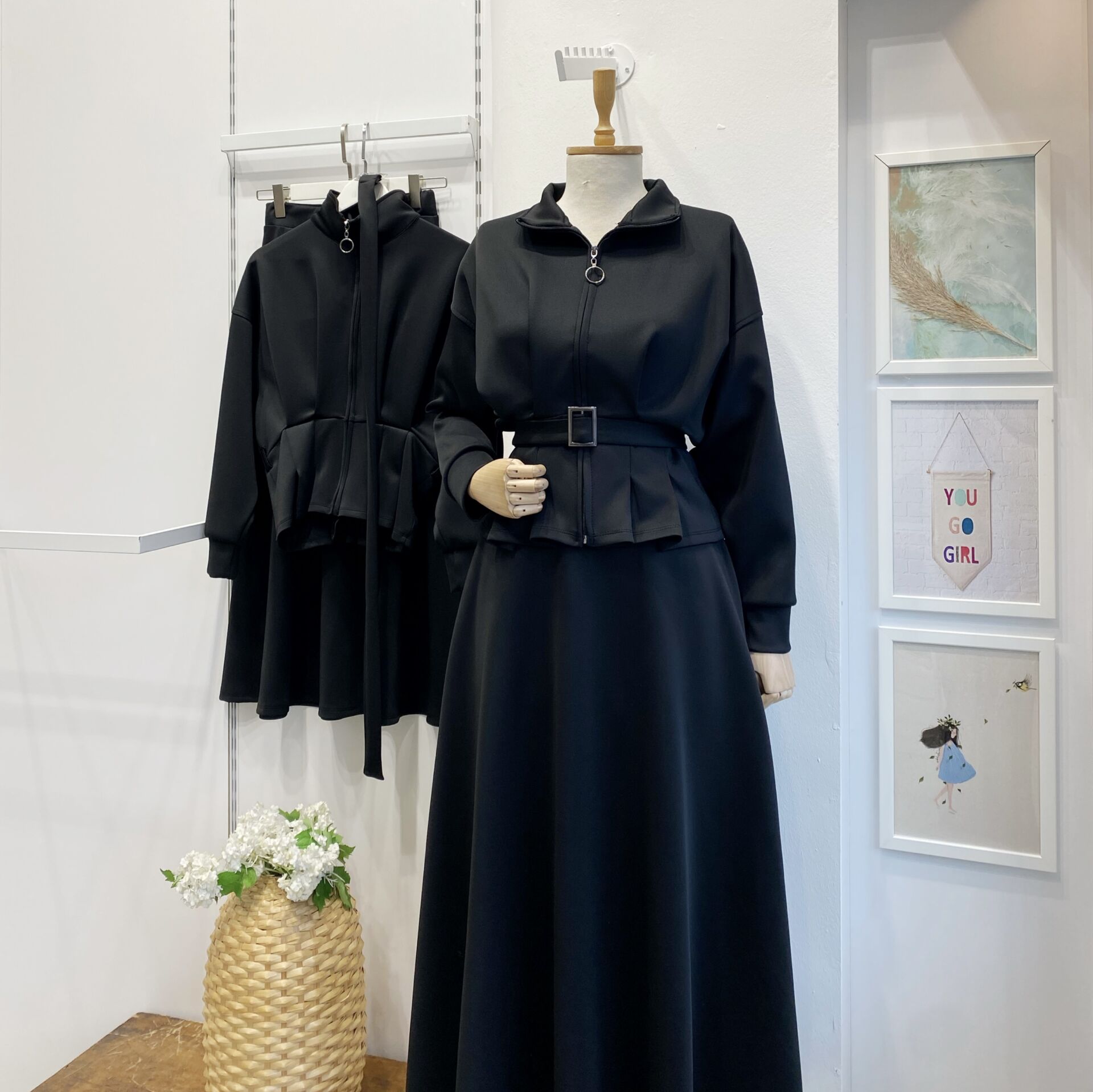 Siyah Fermuar Detaylı Scuba Takım