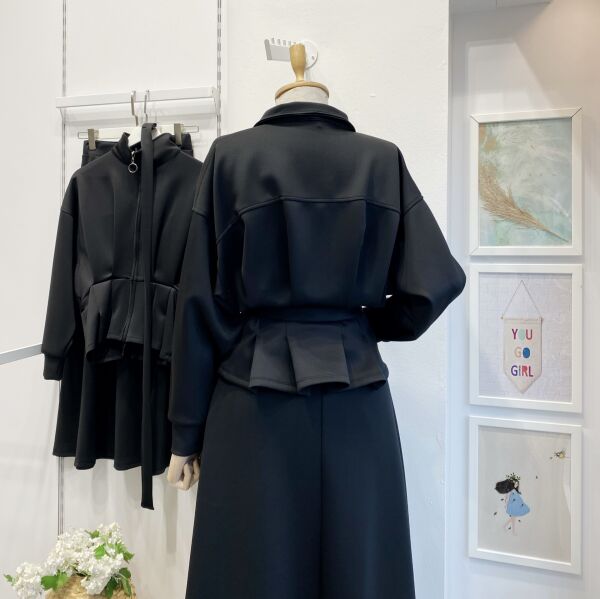 Siyah Fermuar Detaylı Scuba Takım