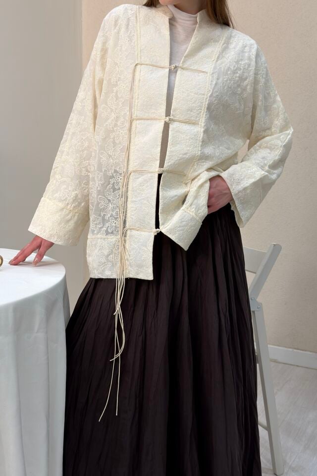 Krem Güpür Miyori Tunik