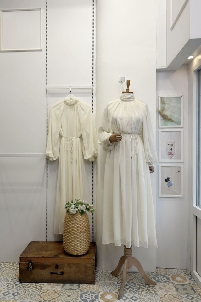 Ekru Şifon Serapha Abiye