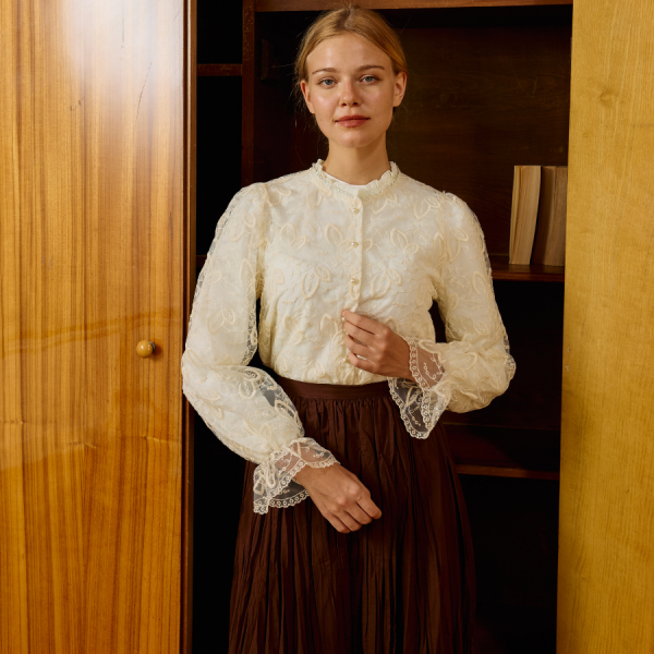 Krem İnci Düğmeli Bordelle Gömlek Dantel Gömlek X The Taste Of Things