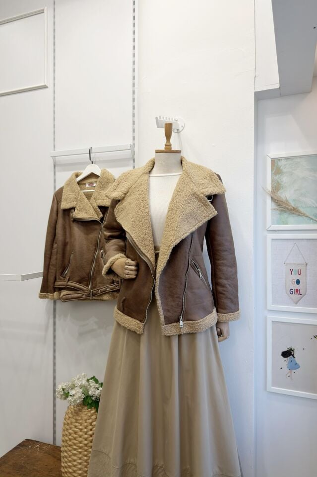 İçi Yünlü Kahverengi Süet Mont