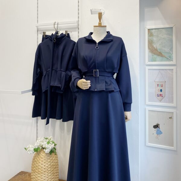 Lacivert Fermuar Detaylı Scuba Takım