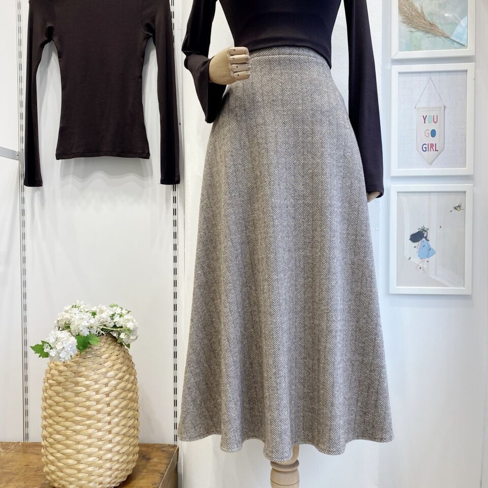 Kahverengi Kazayağı Desenli Ether Etek