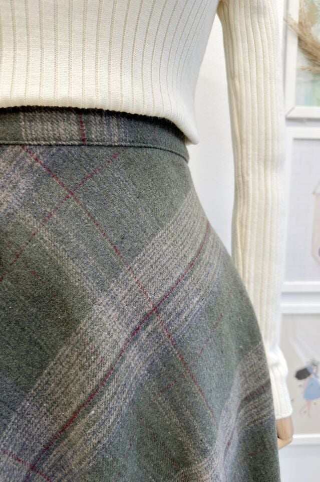 Yeşil Ekoseli Serena Etek