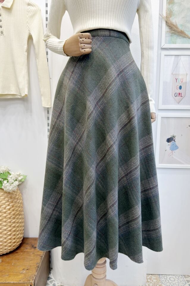 Yeşil Ekoseli Serena Etek