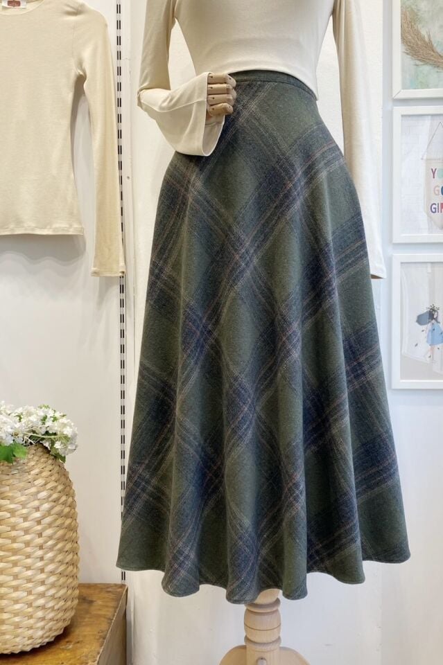 Yeşil Ekoseli Serena Etek