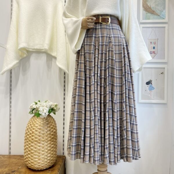 Vizon Deri Kemerli Ekoseli Grazia Etek