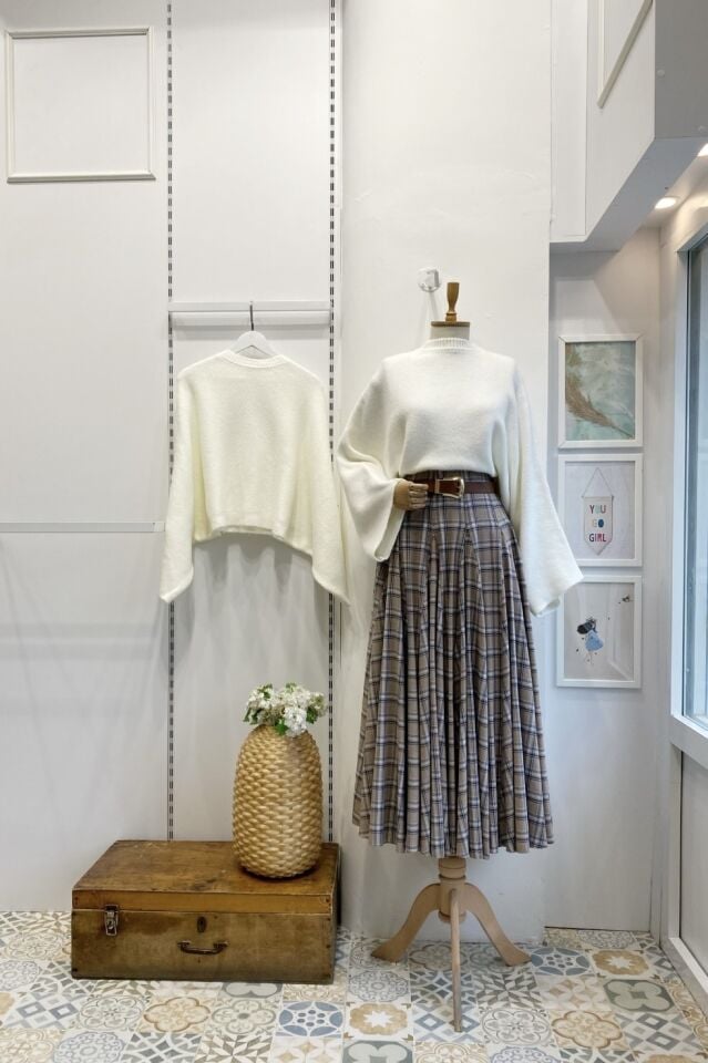 Vizon Deri Kemerli Ekoseli Grazia Etek